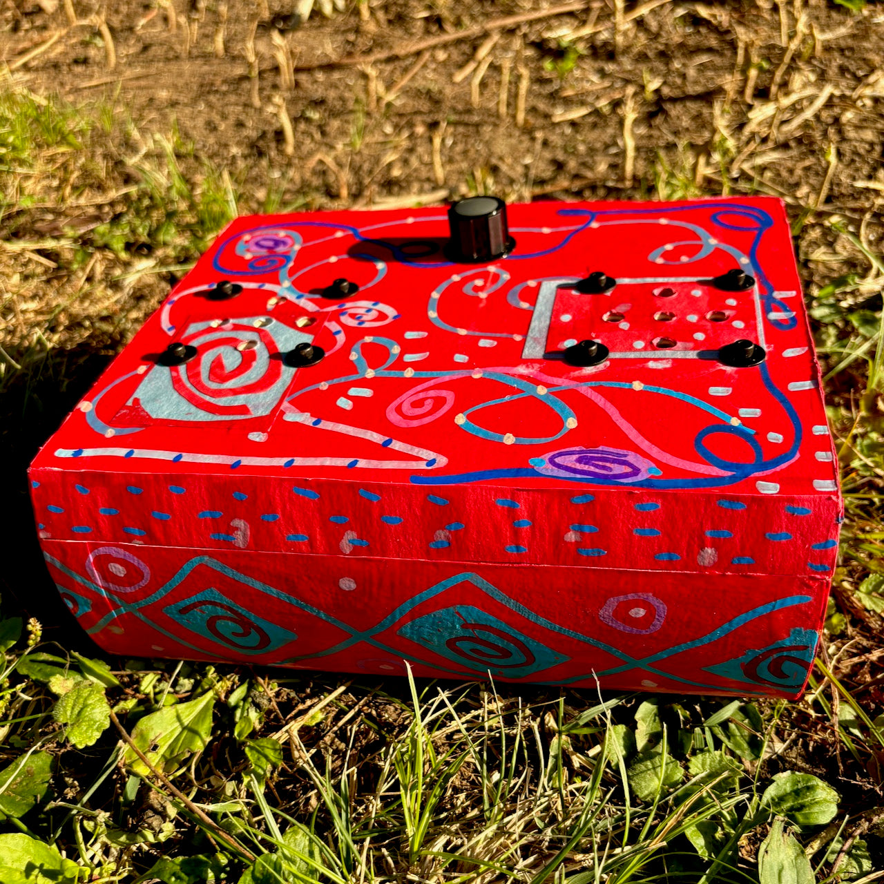 folk art stereo speaker #5 (red)