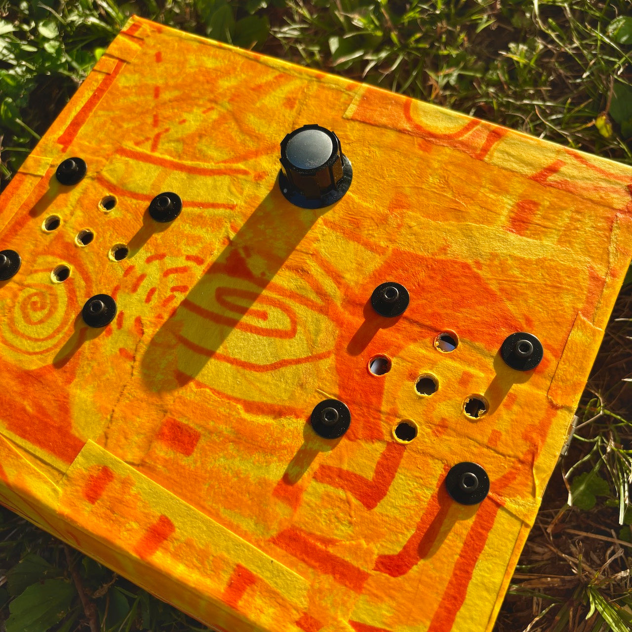 folk art stereo speaker #1 (yellow)
