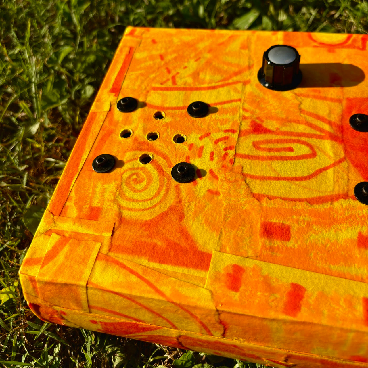 folk art stereo speaker #1 (yellow)