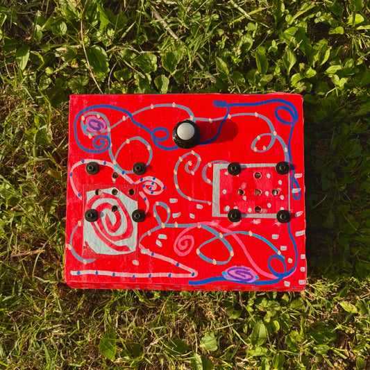 folk art stereo speaker #5 (red)