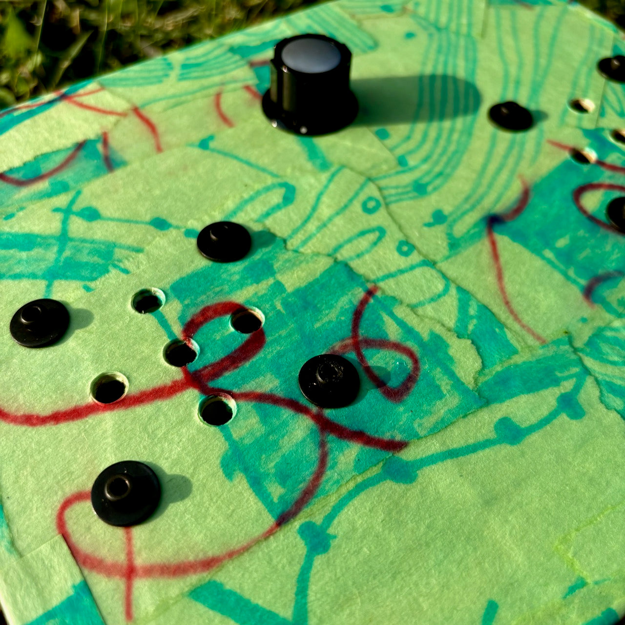 folk art stereo speaker #3 (green)